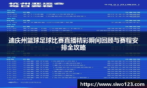 迪庆州篮球足球比赛直播精彩瞬间回顾与赛程安排全攻略