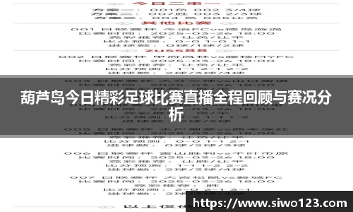 葫芦岛今日精彩足球比赛直播全程回顾与赛况分析